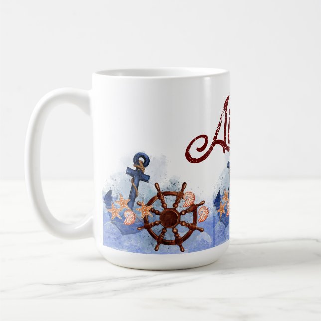 Nautical Beach Wedding Bridesmaid Gift Coffee Mug (Left)