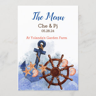 Nautical Beach Wedding Customised Menu