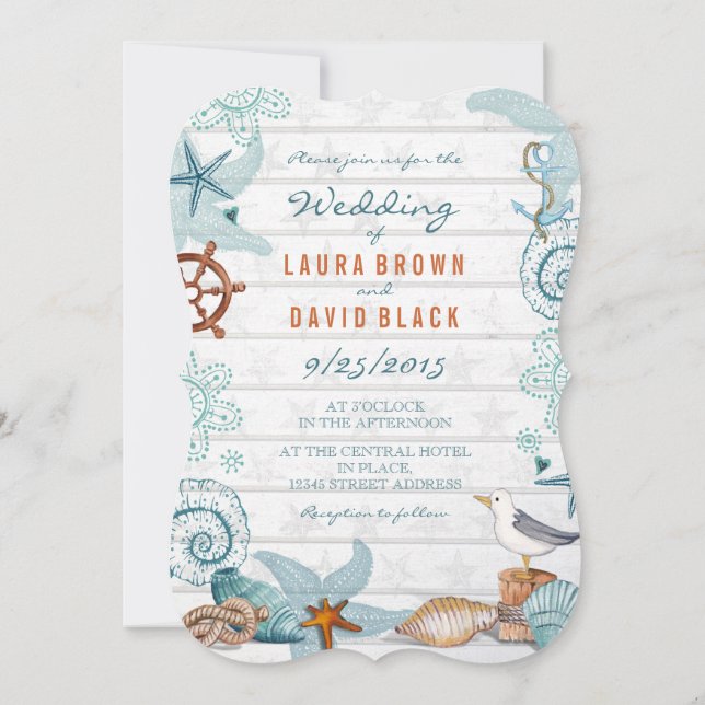 Nautical Beach | Wedding Invitation (Back)