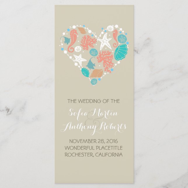 nautical beach wedding programs programme (Front)