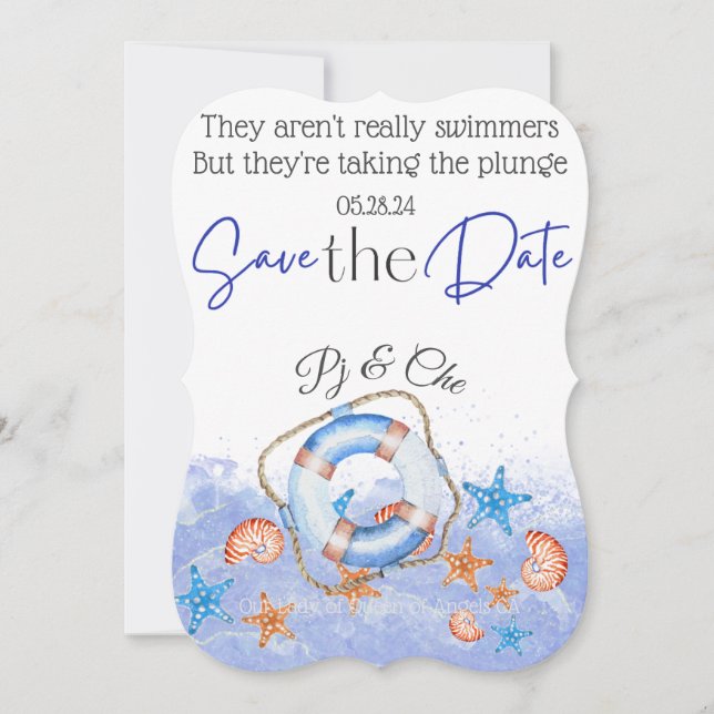 Nautical Beach Wedding Theme Card (Front)