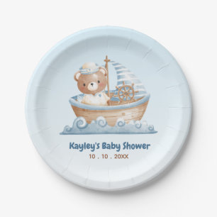 Nautical Bear Boy Baby Shower Paper Plates