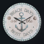 Nautical Best Days Beach Rustic Wall Clock<br><div class="desc">Nautical Best Days Beach Rustic Wall Clock Perfect summer decor for cottages,  campers and boats.</div>