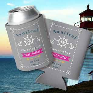 Nautical Best Sailor Grey Can Cooler
