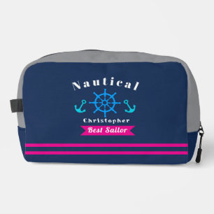 Nautical Best Sailor Navy Grey Dopp Kit