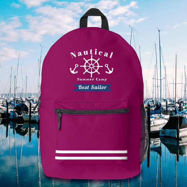 Nautical Best Sailor Red Printed Backpack (Nautical Best Sailor Wine Red Backpack.)