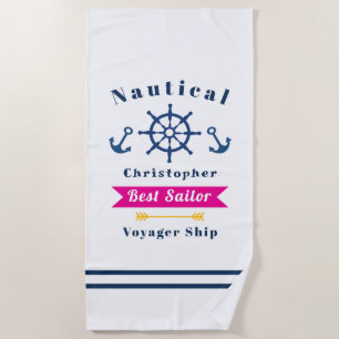 Nautical Best Sailor White Beach Towel