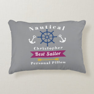 Nautical Best Sailor Wine Grey Decorative Cushion