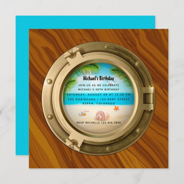 Nautical Birthday Party Invitation (Front/Back)