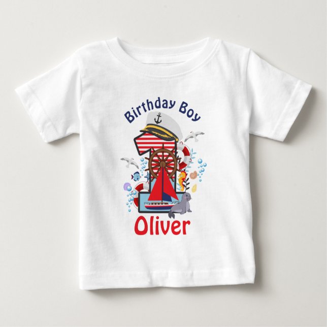 Nautical Birthday Shirt Nautical First Birthday (Front)