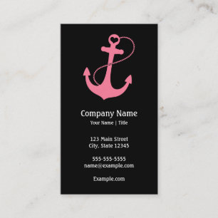 Nautical Black and Pink Business Card