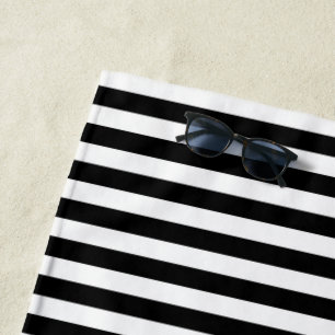 Nautical Black Stripes Beach Towel