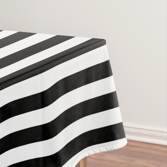 Nautical Black Stripes Tablecloth (In Situ)