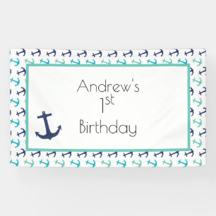 Nautical Blue Anchor Banner