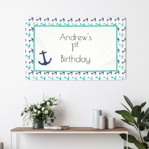 Nautical Blue Anchor Banner