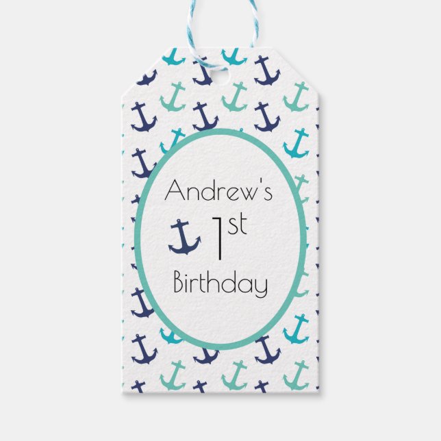 Nautical Blue Anchor Gift Tags (Front)