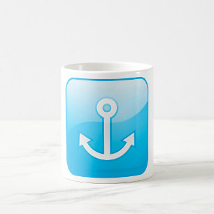 Nautical Blue Anchor Icon Modern Maritime  Coffee Mug