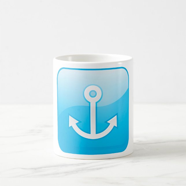 Nautical Blue Anchor Icon Modern Maritime  Coffee Mug (Creator Uploaded)