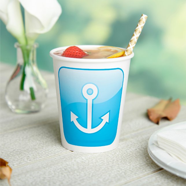 Nautical Blue Anchor Icon Modern Maritime  Paper Cups (Creator Uploaded)