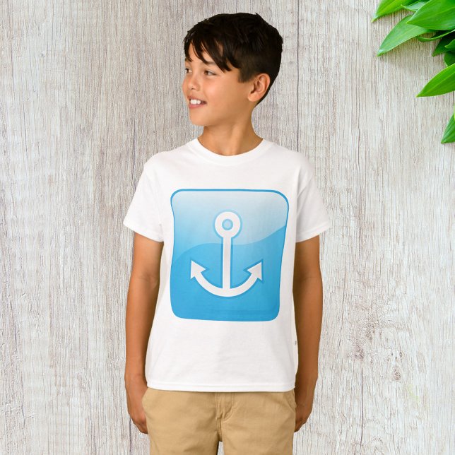 Nautical Blue Anchor Icon Modern Maritime  T-Shirt (Creator Uploaded)