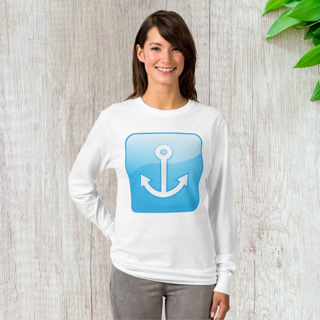 Nautical Blue Anchor Icon Modern Maritime  T-Shirt (Creator Uploaded)