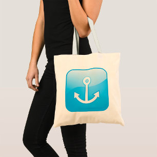 Nautical Blue Anchor Icon Modern Maritime  Tote Bag