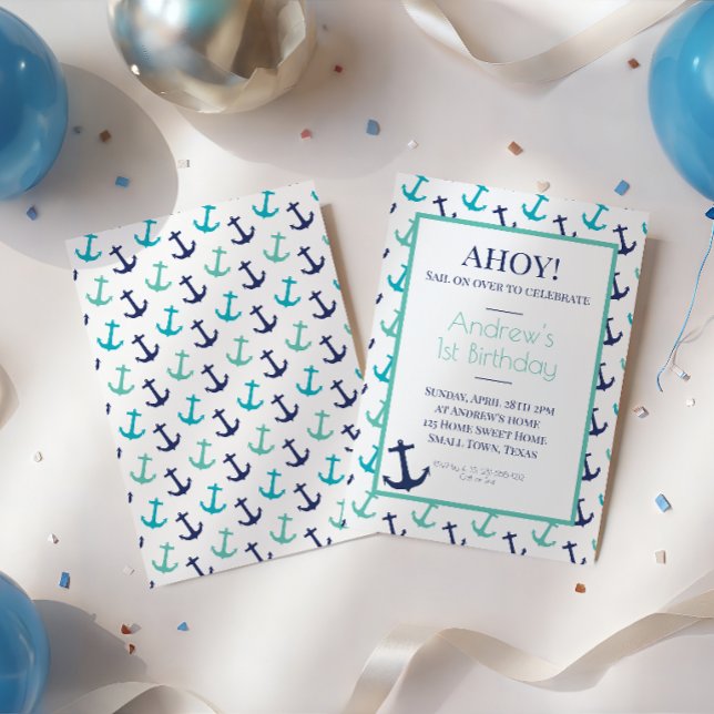 Nautical Blue Anchor Invitation (Creator Uploaded)