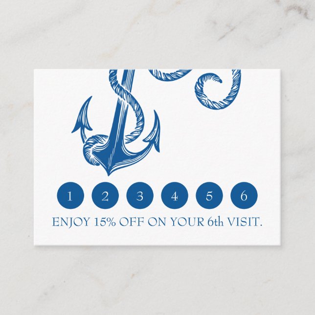 Nautical Blue Anchor Loyalty Card (Front)
