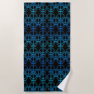 Nautical Blue Anchor Motif beach Towel