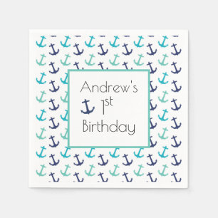 Nautical Blue Anchor Napkin