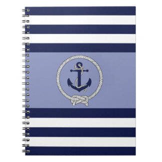 Nautical blue anchor/Navy knot/blue/white stripe Notebook