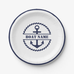 Nautical Blue Anchor Paper Plate