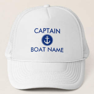 Nautical Blue Anchor Personalise Boat Captain Hat