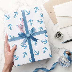Nautical Blue Anchor Sea Party Wrapping Paper
