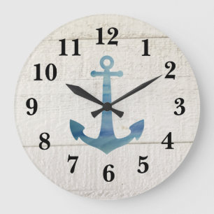 Nautical Blue Anchor Shiplap Rustic Decor Large Cl Large Clock
