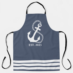 Nautical Blue Anchor & Stripes Apron
