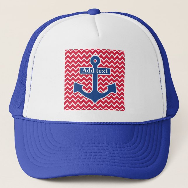 Nautical Blue Anchor Trucker Hat (Front)