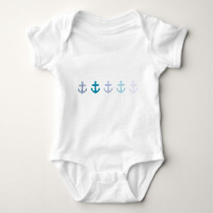 Nautical Blue Anchors Design Baby Bodysuit