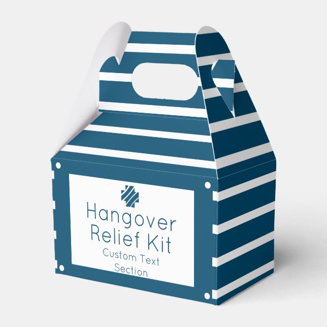 Nautical Blue and White Hangover Relief Kit Favour Box (Front Side)