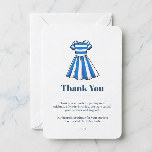 Nautical Blue And White Sailor Dress Party Thank You Card