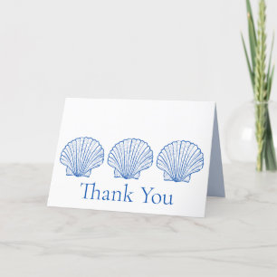 Nautical Blue and White Scallop Seashell Thank You Card