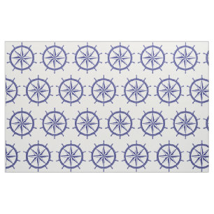 Nautical Blue and White Ship Wheel Fabric