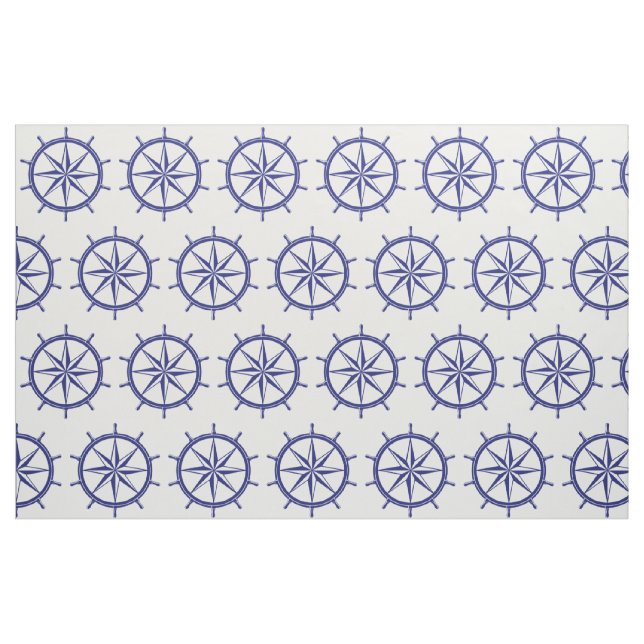 Nautical Blue and White Ship Wheel Fabric (Fat Quarter)