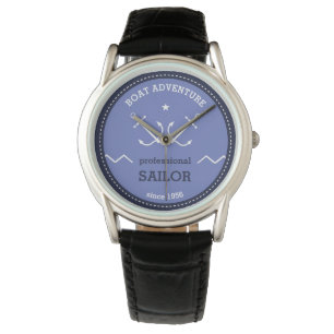 Nautical blue background with anchor Watch