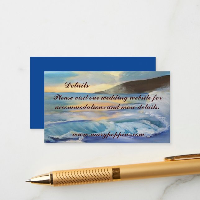 Nautical blue beach sunset thank you  enclosure ca card (Front/Back In Situ)