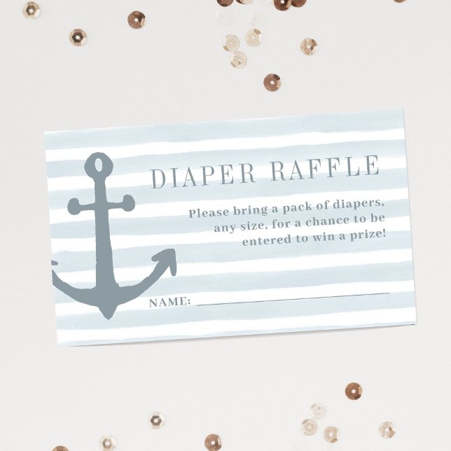 Nautical Blue Boy Baby Shower Diaper Raffle Enclosure Card (Creator Uploaded)