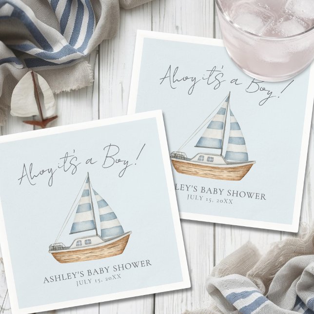 Nautical Blue Boy Baby Shower Napkin (Nautical Blue Boy Baby Shower Napkins)