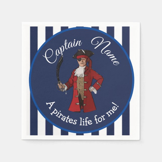 Nautical Blue Boy Pirate Napkin (Front)