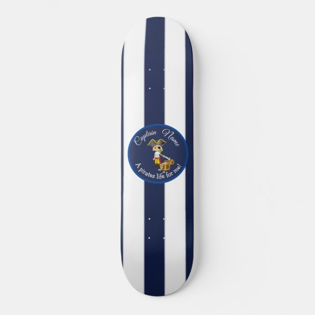 Nautical Blue Boy Pirate  Skateboard (Front)