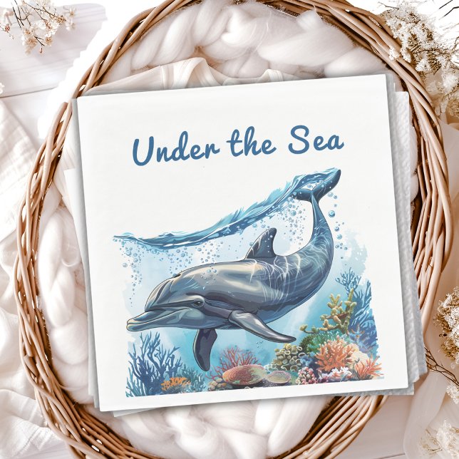 Nautical Blue Boy Under the Sea Baby Shower Napkin (Creator Uploaded)